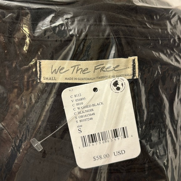 NEW! We The FREE PEOPLE Naomi Tee Short Sleeve SMALL Boxy Shirt WASHED BLACK - Picture 3 of 11